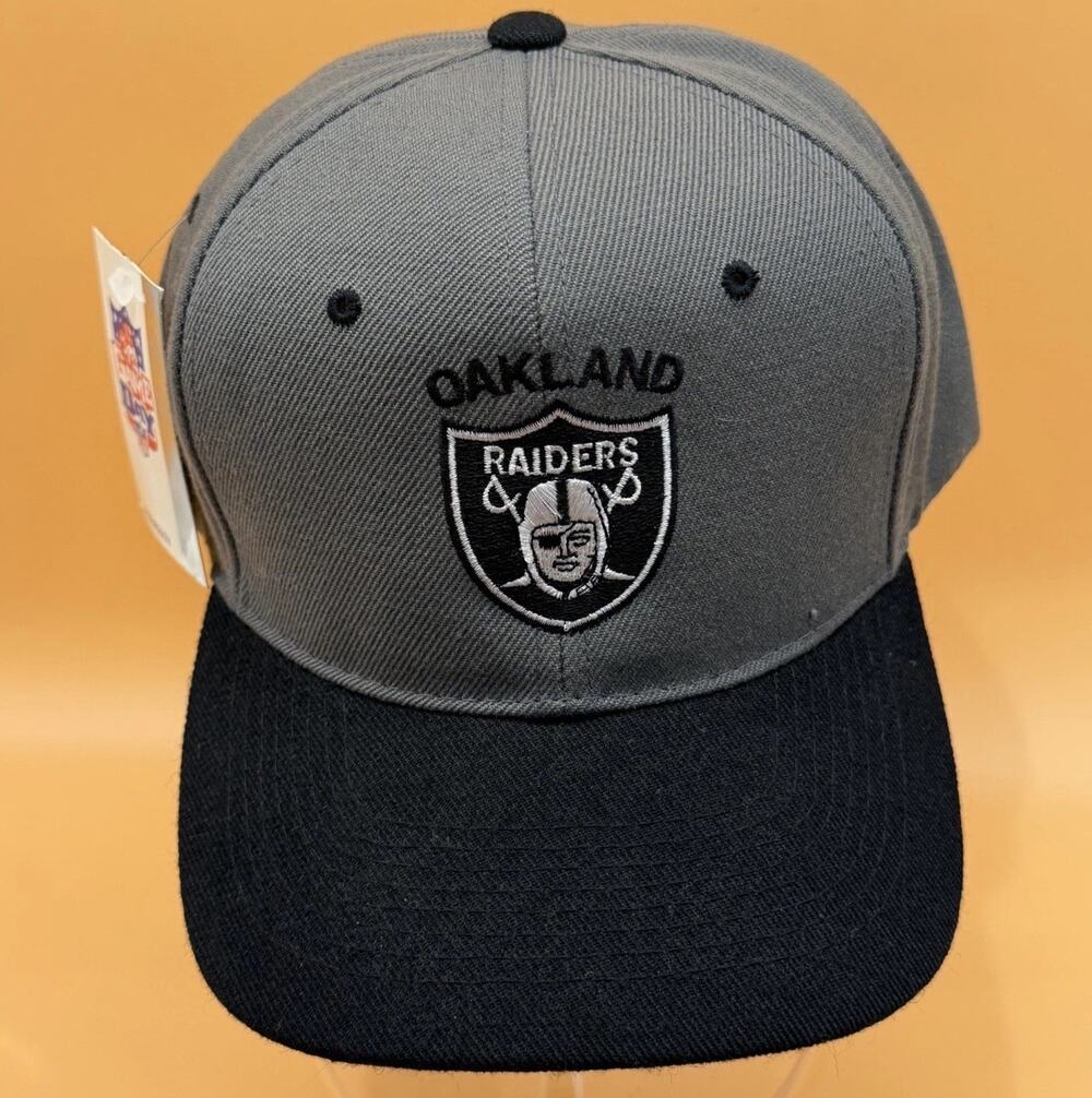 Vintage H-Kap Oakland Raiders SnapBack Hat Grey Wool Blend Made In Korea